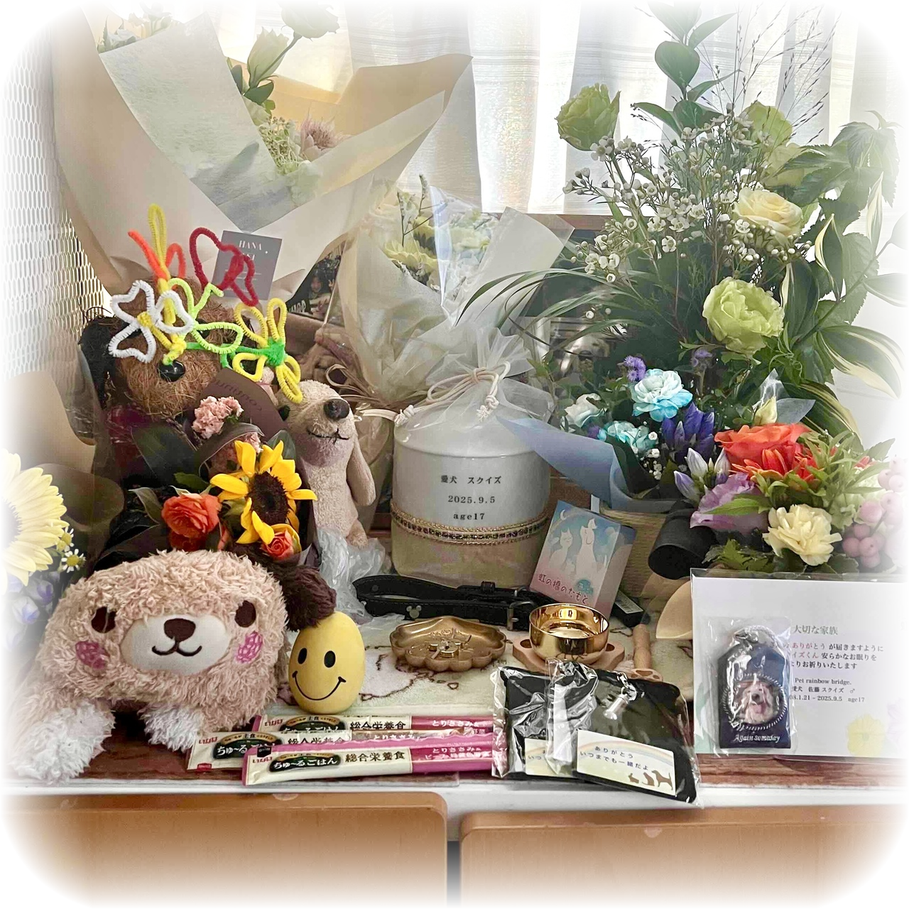 亡くなった愛犬スクイズくんの供養風景